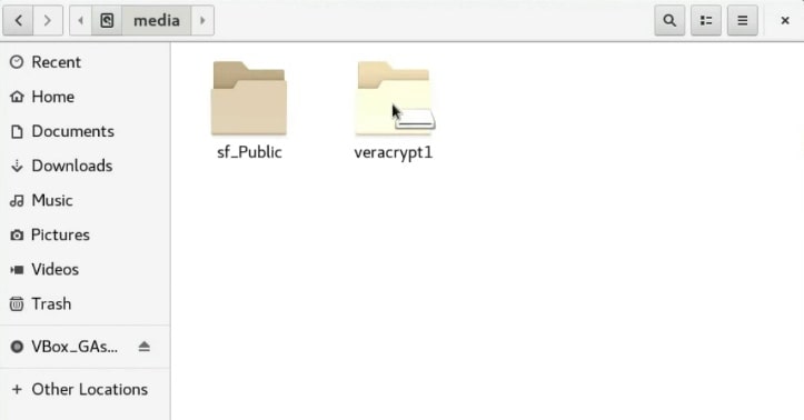 A Veracrypt volume is mounted to /media
