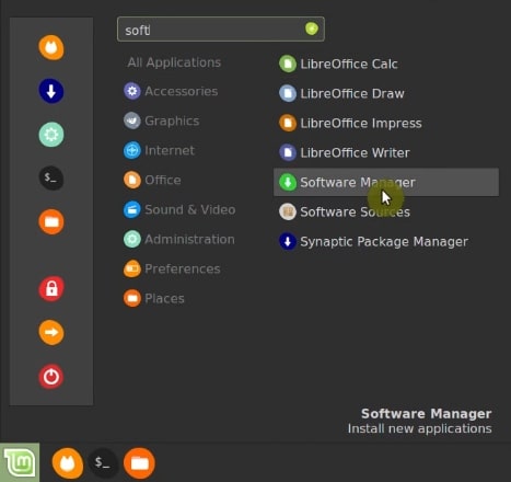 Open the Software Manager from the Linux Mint menu