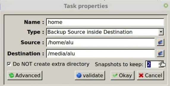 You can specify the Snapshots to keep  in Luckybackup