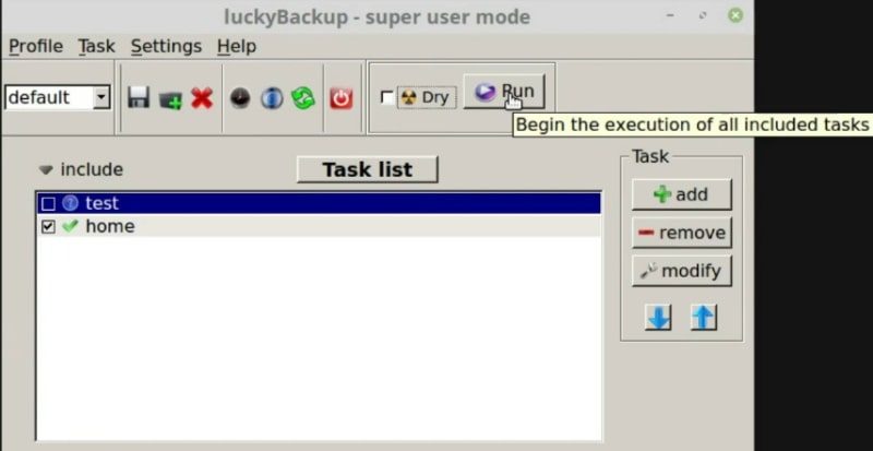 Create a Linux backup with graphical program Luckybackup