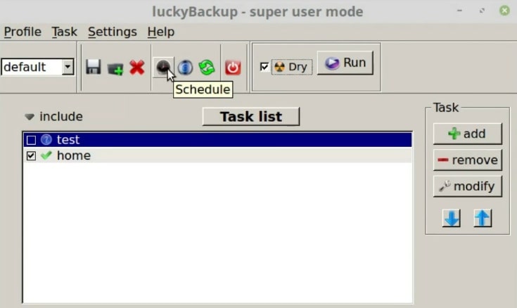 Schedule a backup in Luckybackup