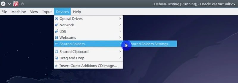 Adding the shared folder in Virtualbox
