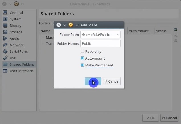 oracle vm shared folder