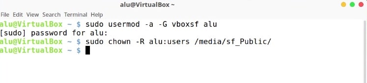 Set the permissions to the shared folder in Virtualbox