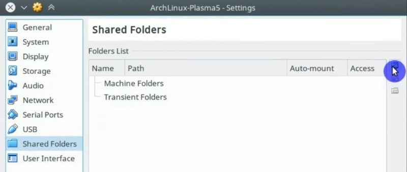 Adding a shared folder on Virtualbox