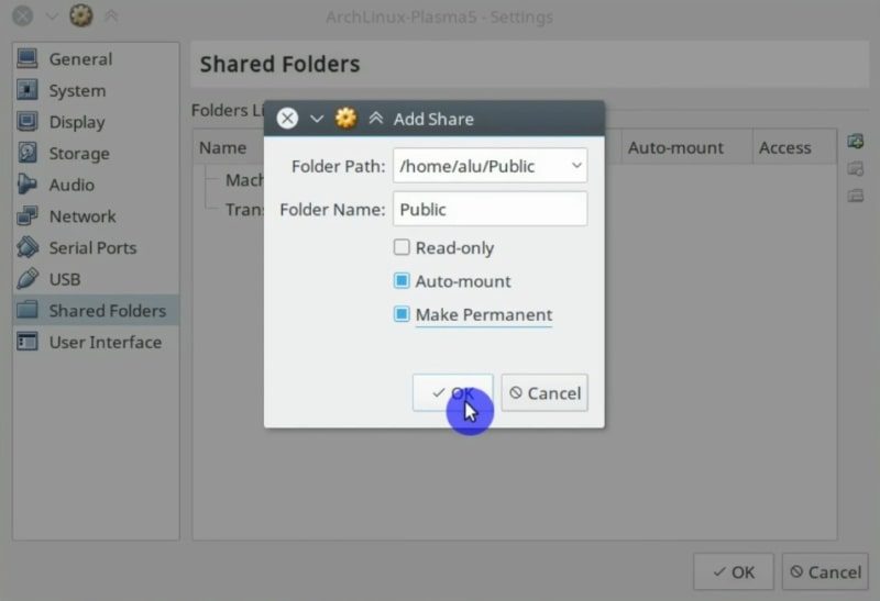 linux virtual machine shared folder