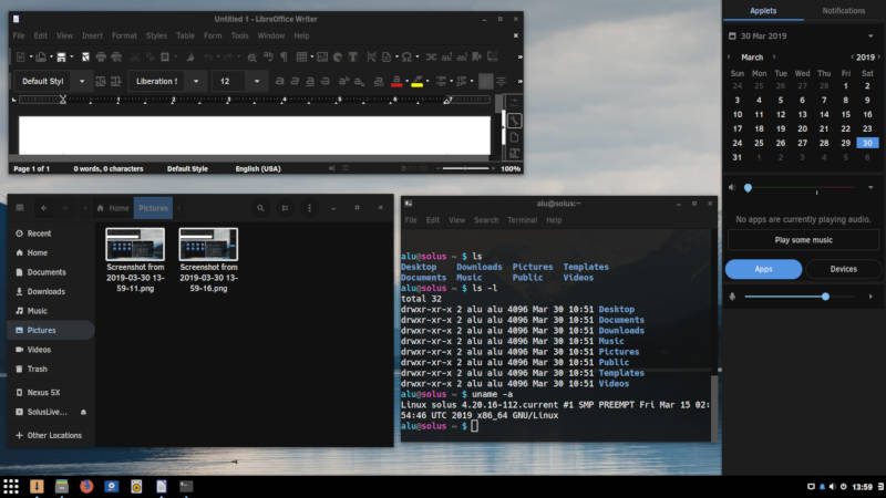 Solus 4 Budgie desktop