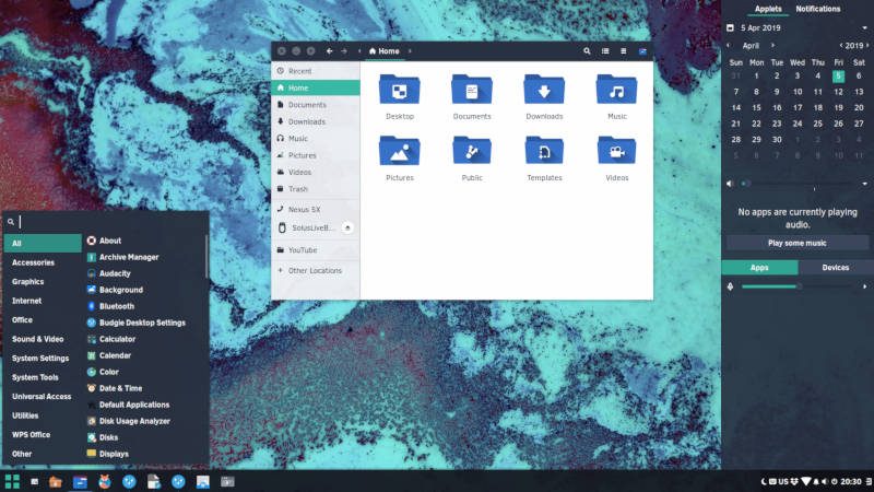 EvoPop-Azure theme + Oranchelo icons in Budgie desktop
