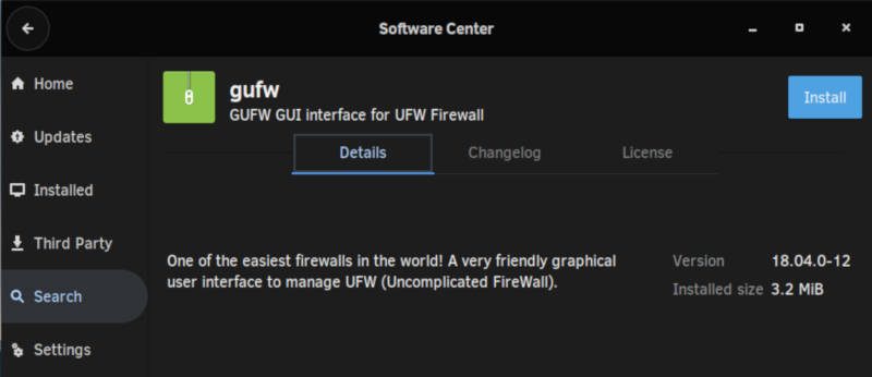 GUFW in the Software Center of Solus