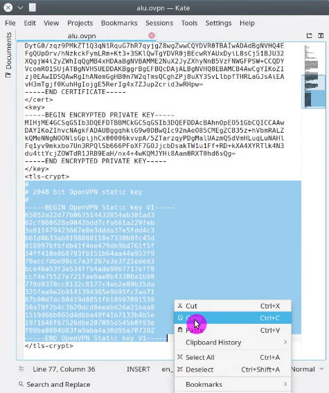 A TLS certificate in the .ovpn file