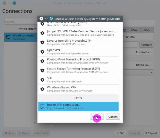 Import OpenVPN configuration to the Network Manager in Plasma 5