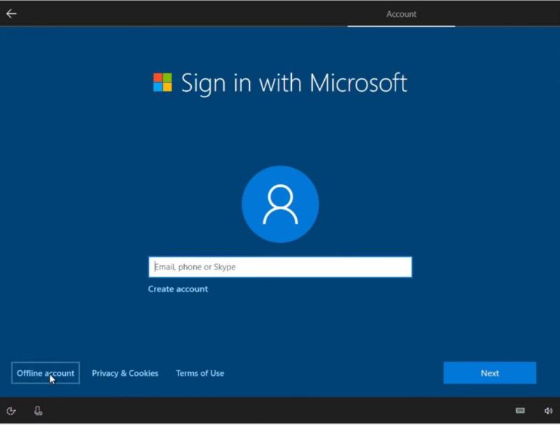 Windows 10 Microsoft sign-in screen