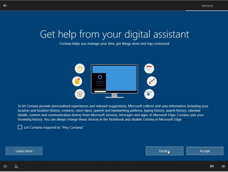 Configuring the Windows 10 digital assistant