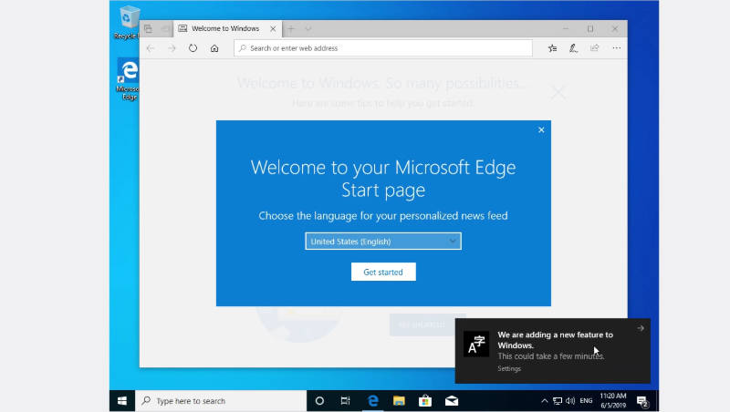 VirtualBox Windows 10 first log in