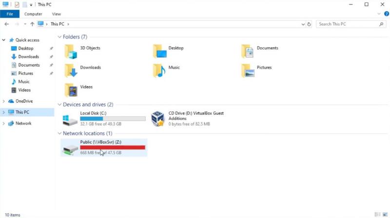 VirtualBox shared folder is working in Windows 10