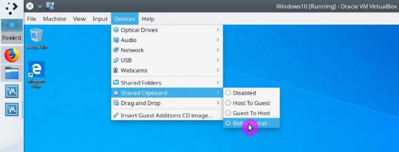 Enabling the shared clipboard in VirtualBox
