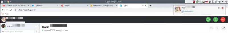 Incoming call notification from Skype for Web in Linux