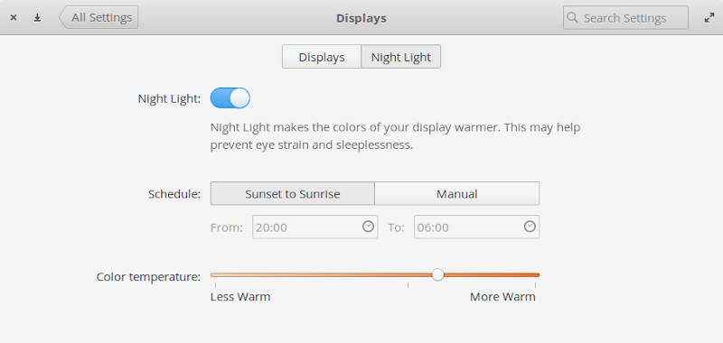 Active Night Light in elementary OS
