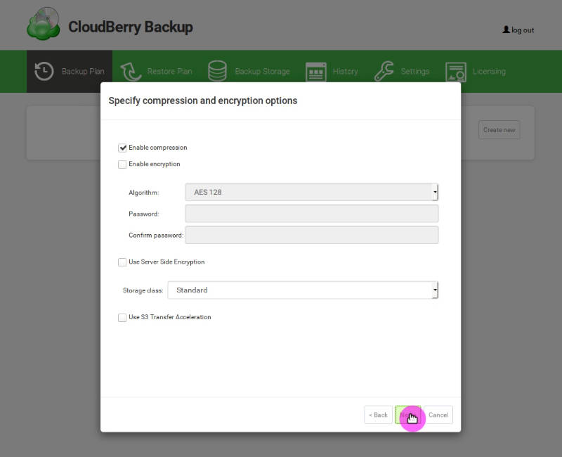 cloudberry backup encryption