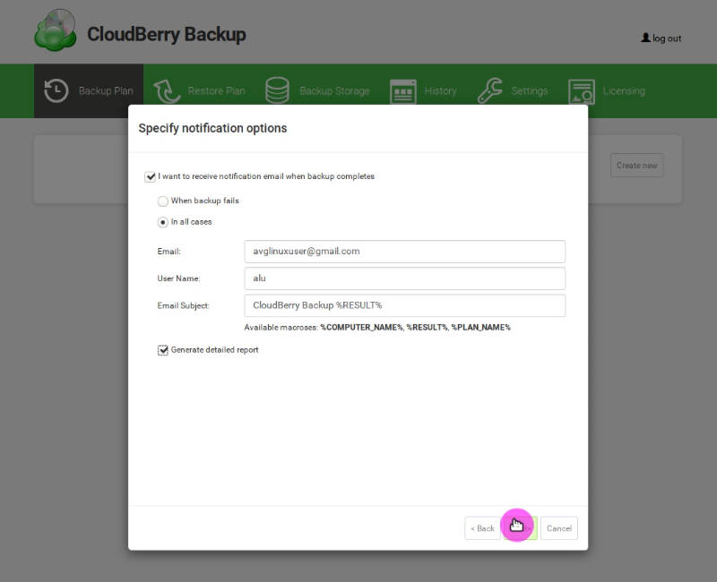 cloudberry backup restore