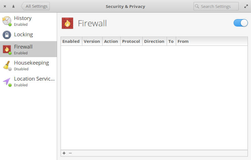 Firewall option in elementary OS