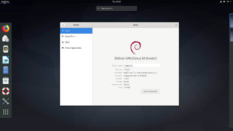 Debian 10 Buster with GNOME desktop