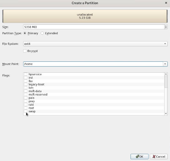 Creating a home partition Debian’s new installer