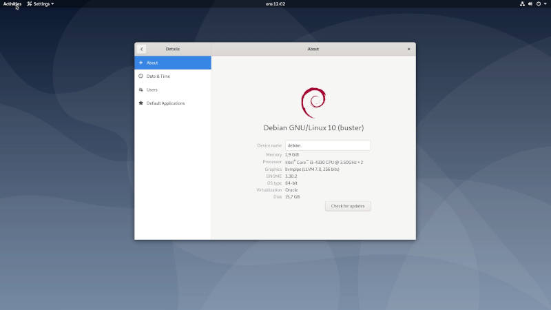 Debian 10 Buster has been installed