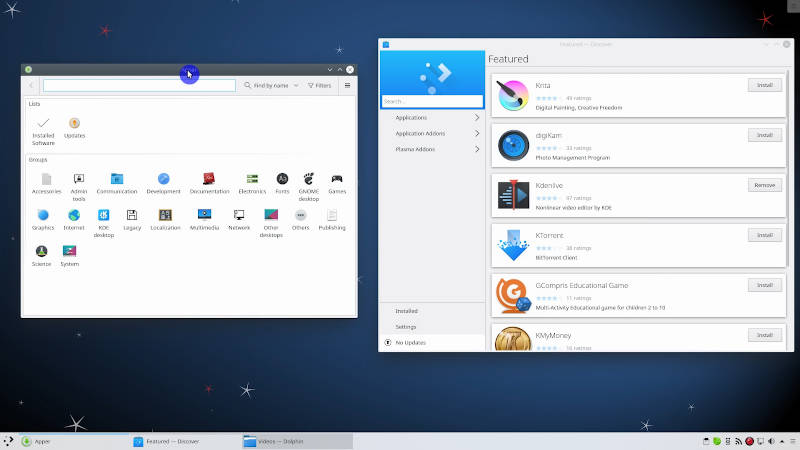 Apper and Discover in Debian 10 KDE