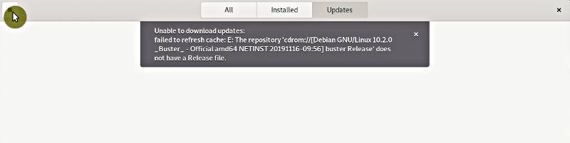 Debian 10 ERROR: the repository cdrom does not have a release file