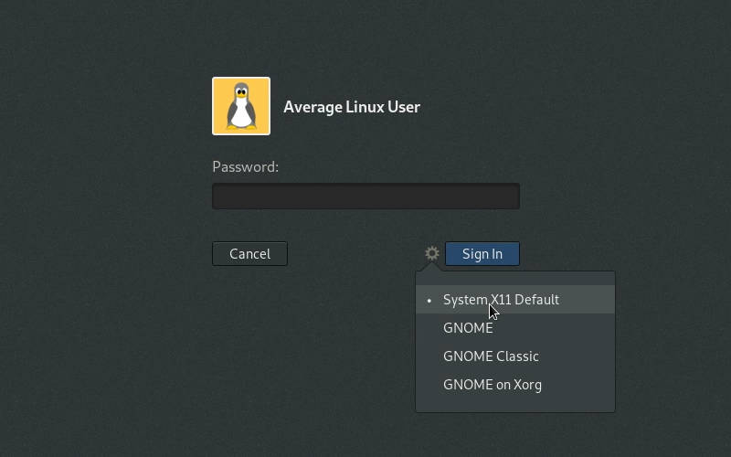 Selecting Xorg in the login screen of Debian 10