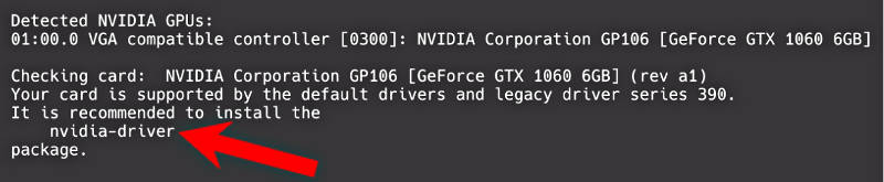 nvidia-detect suggests to install nvidia-driver