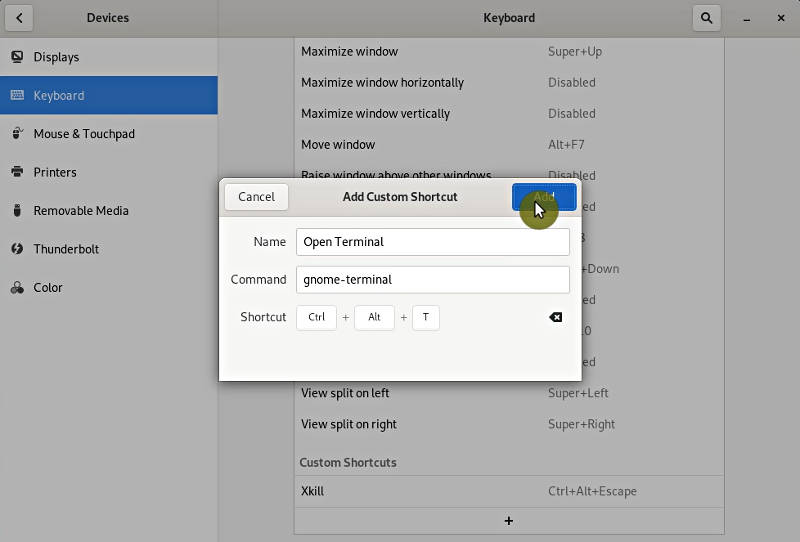 setting Terminal shortcut