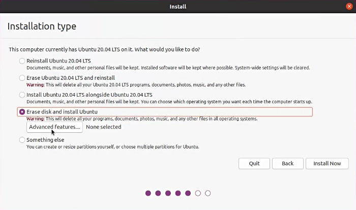 Installation choice in Pop!_OS vs Ubuntu installer