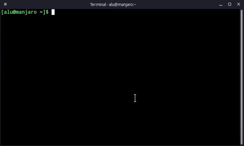 Manjaro XFCE terminal with solid background and without top menu toolbar.