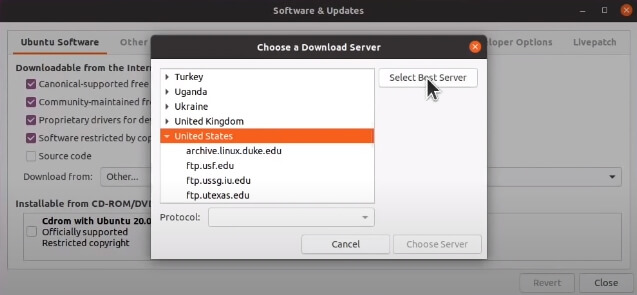 Configuring server for downloading updates in Ubuntu
20.04/21.04