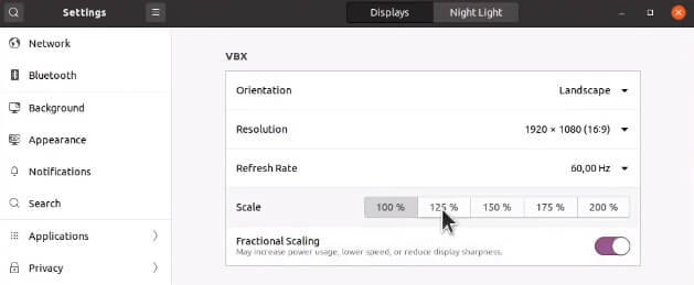 Configuring fractional scaling on Ubuntu 20.04/21.04