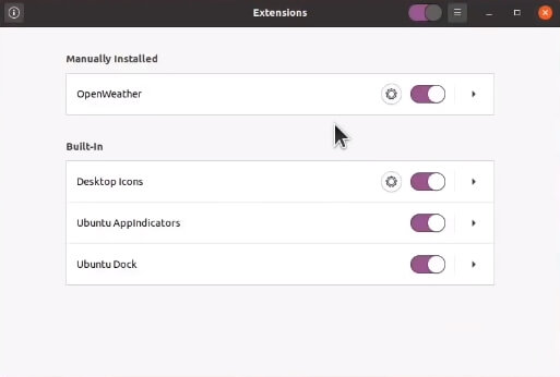 Extensions app on Ubuntu 20.04/21.04