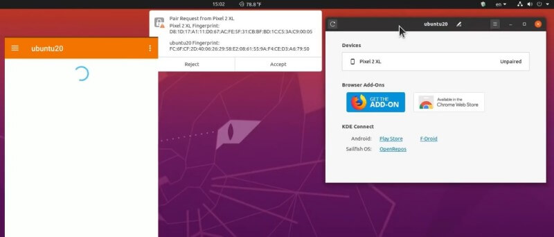 Connecting Android phone to Ubuntu 20.04/21.04 with KDE Connect and GSConnect extension