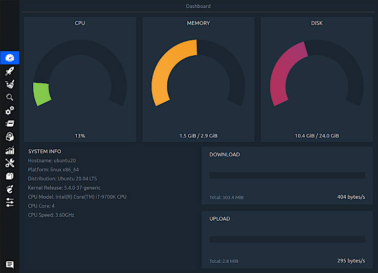 Stacer system information dashboard