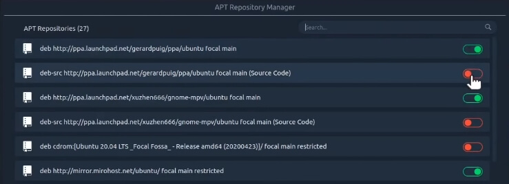 Stacer APT repository manager page