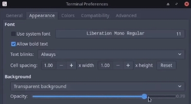 Adjusting background transparency of MX Linux's terminal