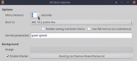 GRUB Menu timeout reduced to 0 in MX Linux