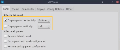 Panel set to the bottom in MX Linux