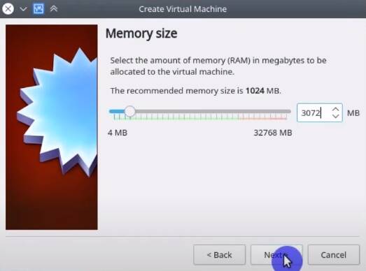 Configuring virtual machine's RAM size in Oracle's VirtualBox