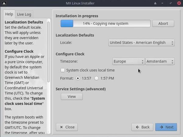 MX Linux's distro installer