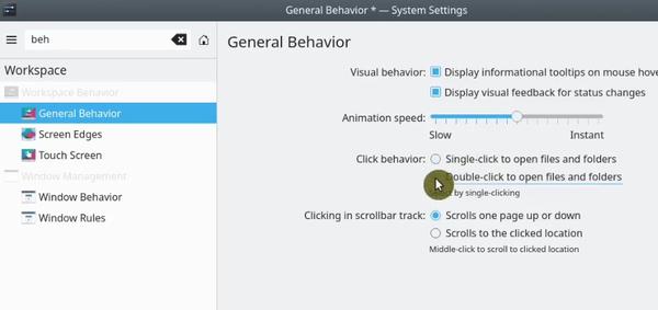 Enabling double-click in KDE Neon