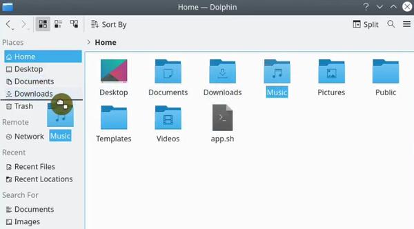 Adding music folder to places panel in Dolphin