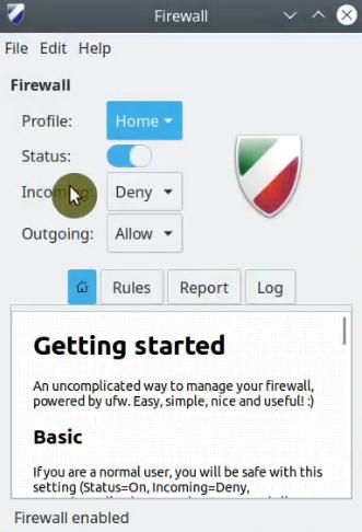 Enabling firewall in KDE Neon