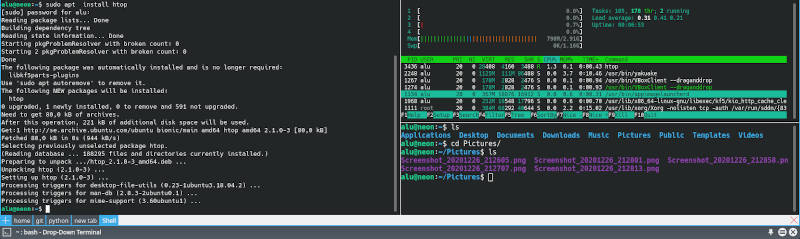 Screen split feature in Yakuake terminal